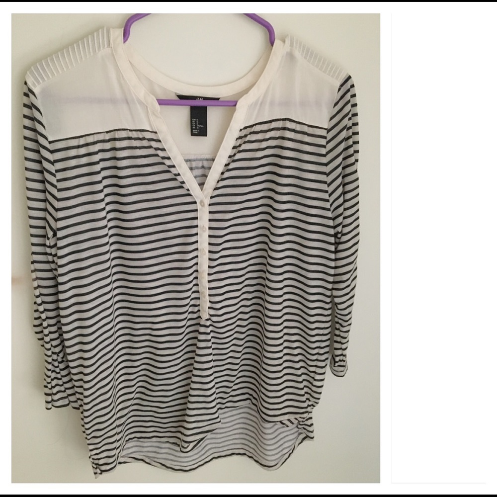 H&M Striped Long Sleeve Blouse